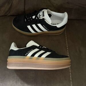 Adidas Gazelle Black and White Platform Sneakers